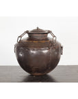 Antique Indian 19th Century Iron Lidded Water Vessel with Brass Accents-2. Asian & Chinese Furniture, Art, Antiques, Vintage Home Décor for sale at FEA Home