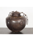 Antique Indian 19th Century Iron Lidded Water Vessel with Brass Accents-4. Asian & Chinese Furniture, Art, Antiques, Vintage Home Décor for sale at FEA Home