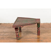 Triangular Green & Red Cart Converted into Coffee Table