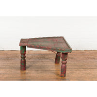 Triangular Green & Red Cart Converted into Coffee Table