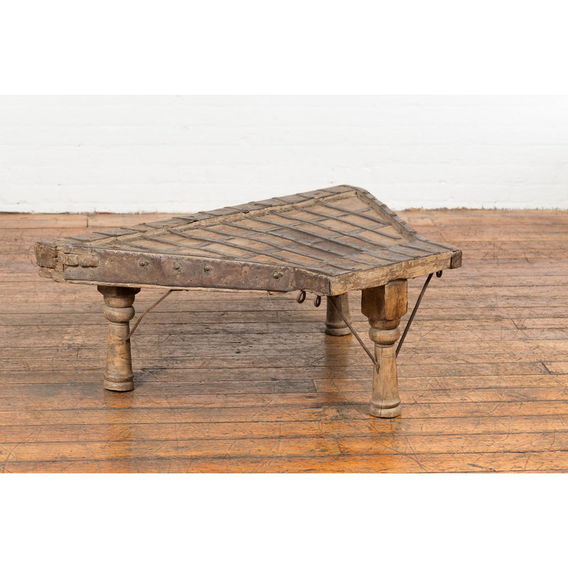 Rustic Coffee Table Made of 19th Century Indian Bullock Cart with Iron Details-YN7705-12. Asian & Chinese Furniture, Art, Antiques, Vintage Home Décor for sale at FEA Home