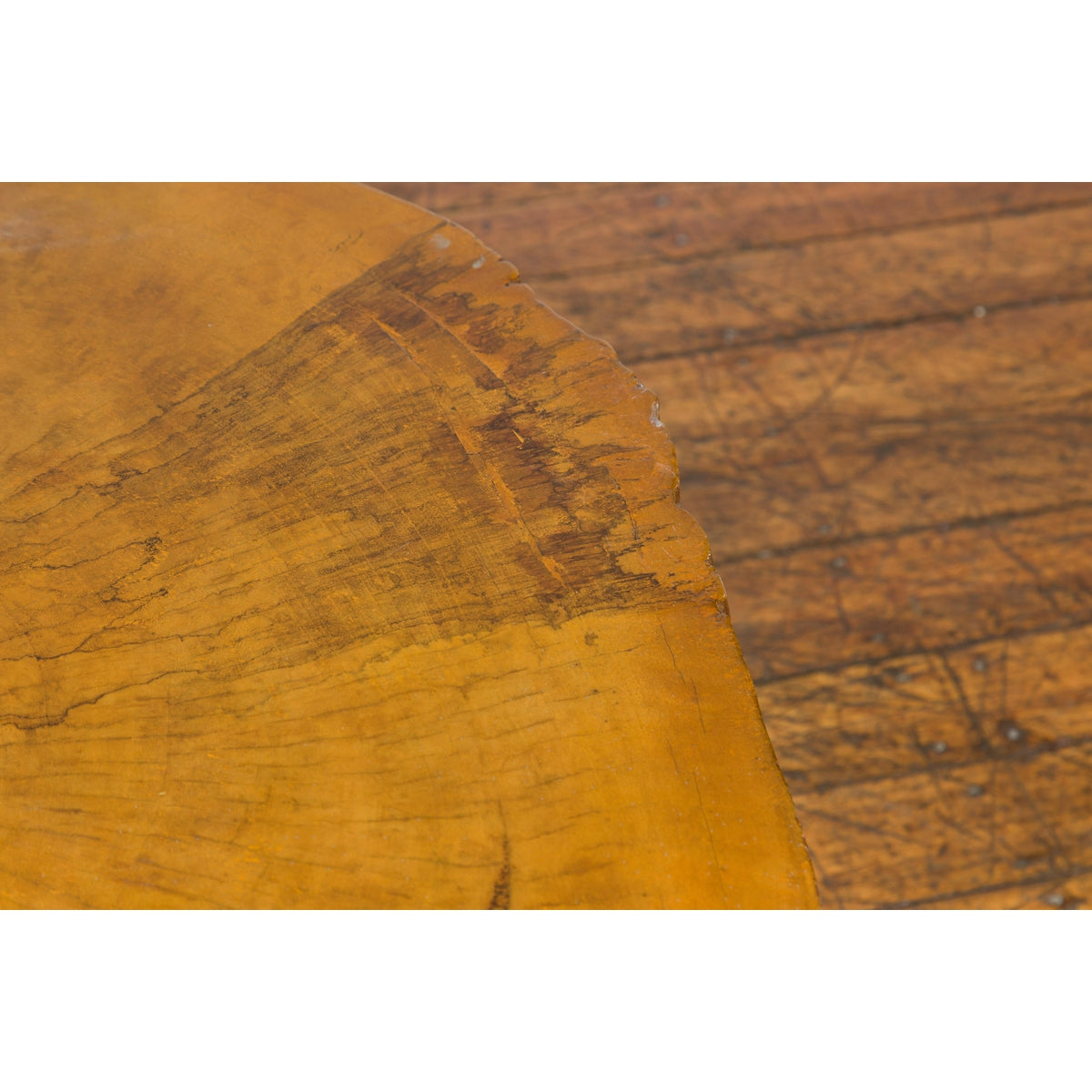 Brown and Black Organic Old Root Tree Slice Table with Straight Wooden Legs-10. Asian &amp; Chinese Furniture, Art, Antiques, Vintage Home Décor for sale at FEA Home