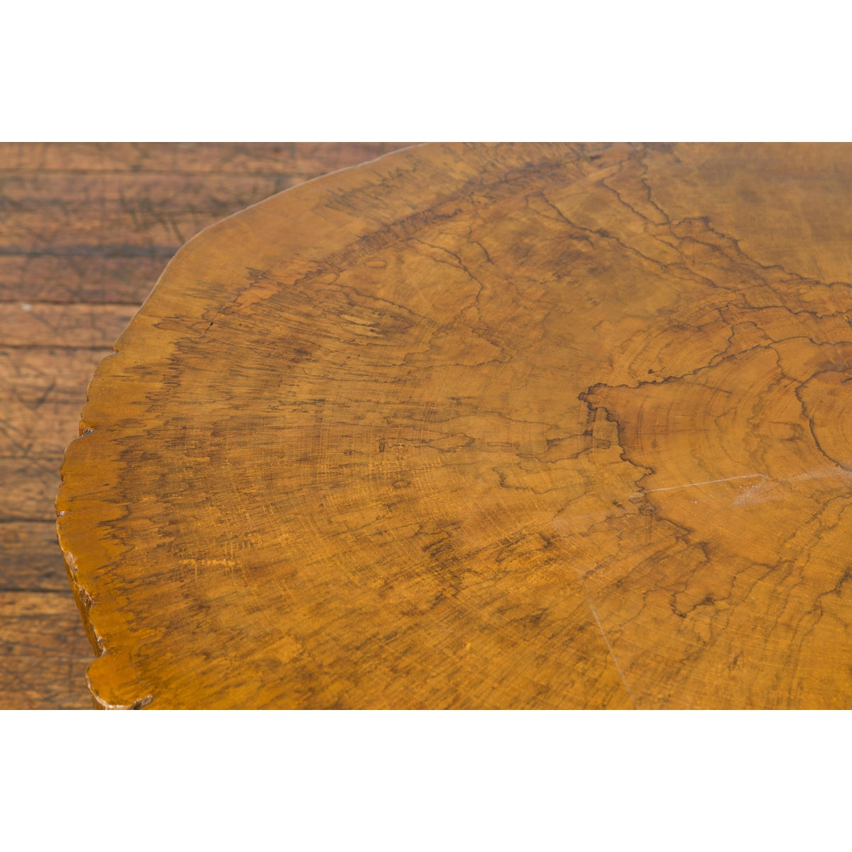Brown and Black Organic Old Root Tree Slice Table with Straight Wooden Legs-5. Asian &amp; Chinese Furniture, Art, Antiques, Vintage Home Décor for sale at FEA Home