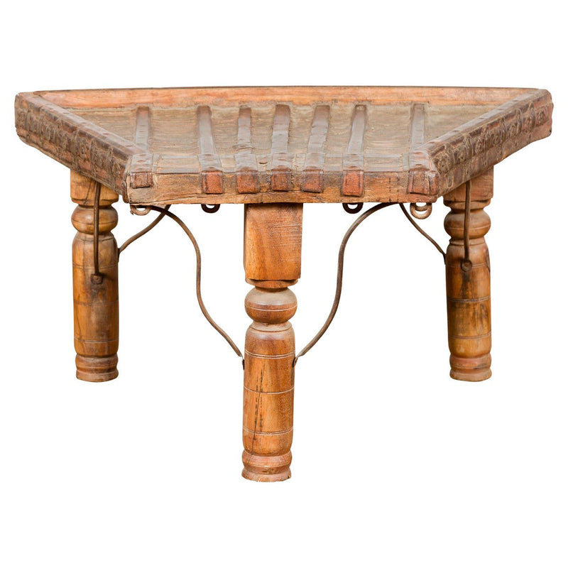Rustic Coffee Table Made of 19th Century Indian Bullock Cart with Iron Stretcher-YN7708-1. Asian & Chinese Furniture, Art, Antiques, Vintage Home Décor for sale at FEA Home