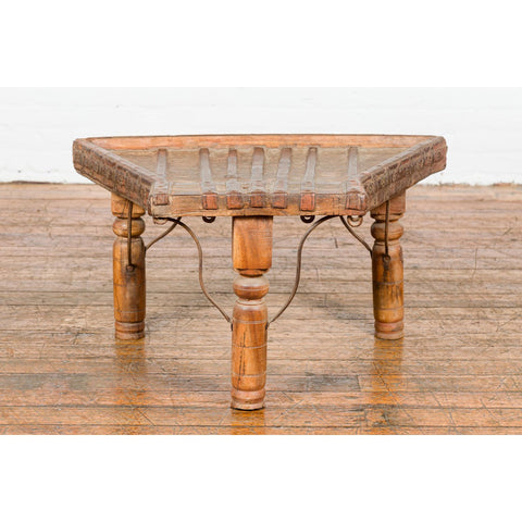 Rustic Coffee Table Made of 19th Century Indian Bullock Cart with Iron Stretcher-YN7708-2. Asian & Chinese Furniture, Art, Antiques, Vintage Home Décor for sale at FEA Home