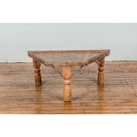 19th Century Bullock Cart Rustic Coffee Table with Twisted Iron Stretchers