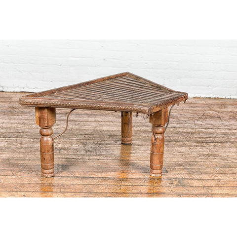 Bullock Cart Rustic Coffee Table with Twisted Iron Stretchers, 19th Century-YN7710-12. Asian & Chinese Furniture, Art, Antiques, Vintage Home Décor for sale at FEA Home