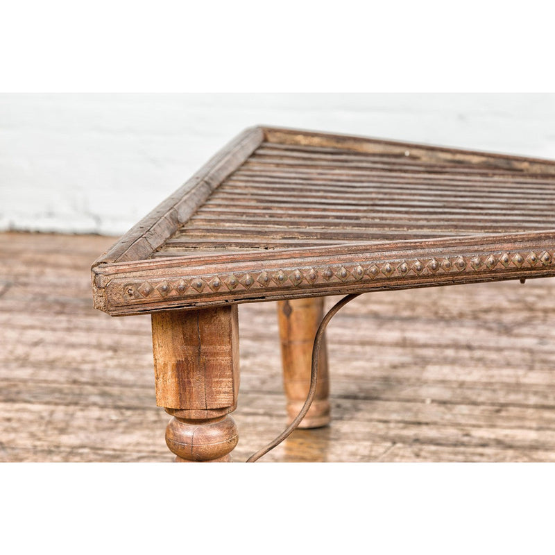 Bullock Cart Rustic Coffee Table with Twisted Iron Stretchers, 19th Century-YN7710-15. Asian & Chinese Furniture, Art, Antiques, Vintage Home Décor for sale at FEA Home