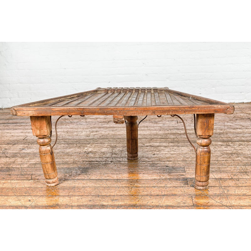 Bullock Cart Rustic Coffee Table with Twisted Iron Stretchers, 19th Century-YN7710-17. Asian & Chinese Furniture, Art, Antiques, Vintage Home Décor for sale at FEA Home