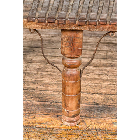 Bullock Cart Rustic Coffee Table with Twisted Iron Stretchers, 19th Century-YN7710-9. Asian & Chinese Furniture, Art, Antiques, Vintage Home Décor for sale at FEA Home