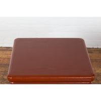 Chinese 1900s Qing Dynasty Red Lacquer Stool or Table with Humpback Stretchers