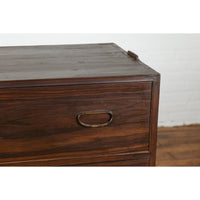 Dark Brown Antique Wooden Tansu Dresser Chest