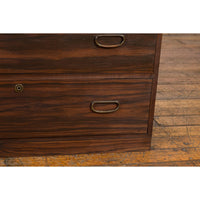 Dark Brown Antique Wooden Tansu Dresser Chest