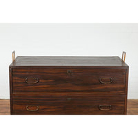 Dark Brown Antique Wooden Tansu Dresser Chest