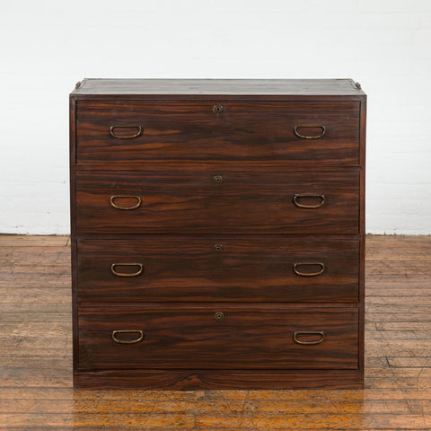 Dark Brown Antique Wooden Tansu Dresser Chest-YN7715-2. Asian & Chinese Furniture, Art, Antiques, Vintage Home Décor for sale at FEA Home