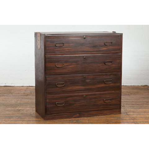 Dark Brown Antique Wooden Tansu Dresser Chest-YN7715-4. Asian & Chinese Furniture, Art, Antiques, Vintage Home Décor for sale at FEA Home