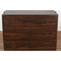 Dark Brown Antique Wooden Tansu Dresser Chest