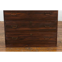 Dark Brown Antique Wooden Tansu Dresser Chest