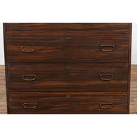 Dark Brown Antique Wooden Tansu Dresser Chest