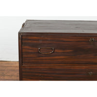 Dark Brown Antique Wooden Tansu Dresser Chest