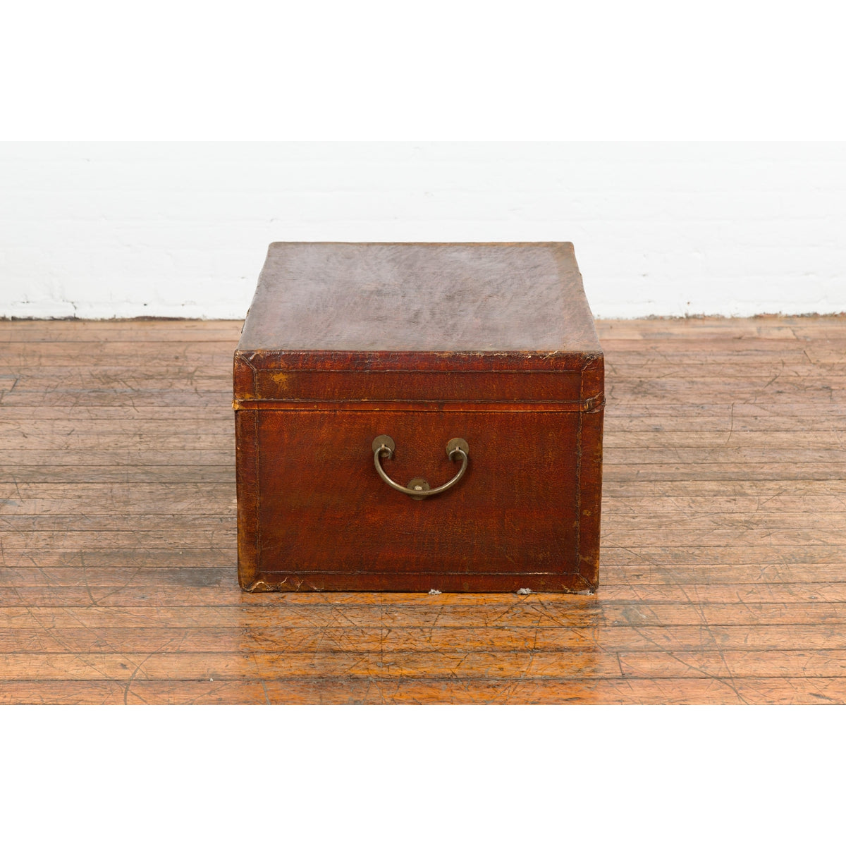 Antique Chinese Leather Trunk with Brass Hardware-20. Asian &amp; Chinese Furniture, Art, Antiques, Vintage Home Décor for sale at FEA Home