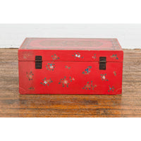 Red Lacquer Trunk with Flowers, Birds and Calligraphy Motifs-YN7721-19. Asian & Chinese Furniture, Art, Antiques, Vintage Home Décor for sale at FEA Home