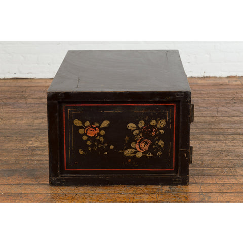 Chinese Late Qing Dynasty Dark Lacquer Low Cabinet with Architecture Motifs-YN7728-13. Asian & Chinese Furniture, Art, Antiques, Vintage Home Décor for sale at FEA Home