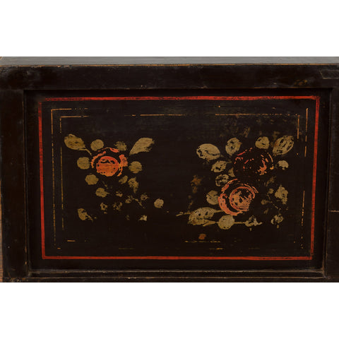 Chinese Late Qing Dynasty Dark Lacquer Low Cabinet with Architecture Motifs-YN7728-16. Asian & Chinese Furniture, Art, Antiques, Vintage Home Décor for sale at FEA Home