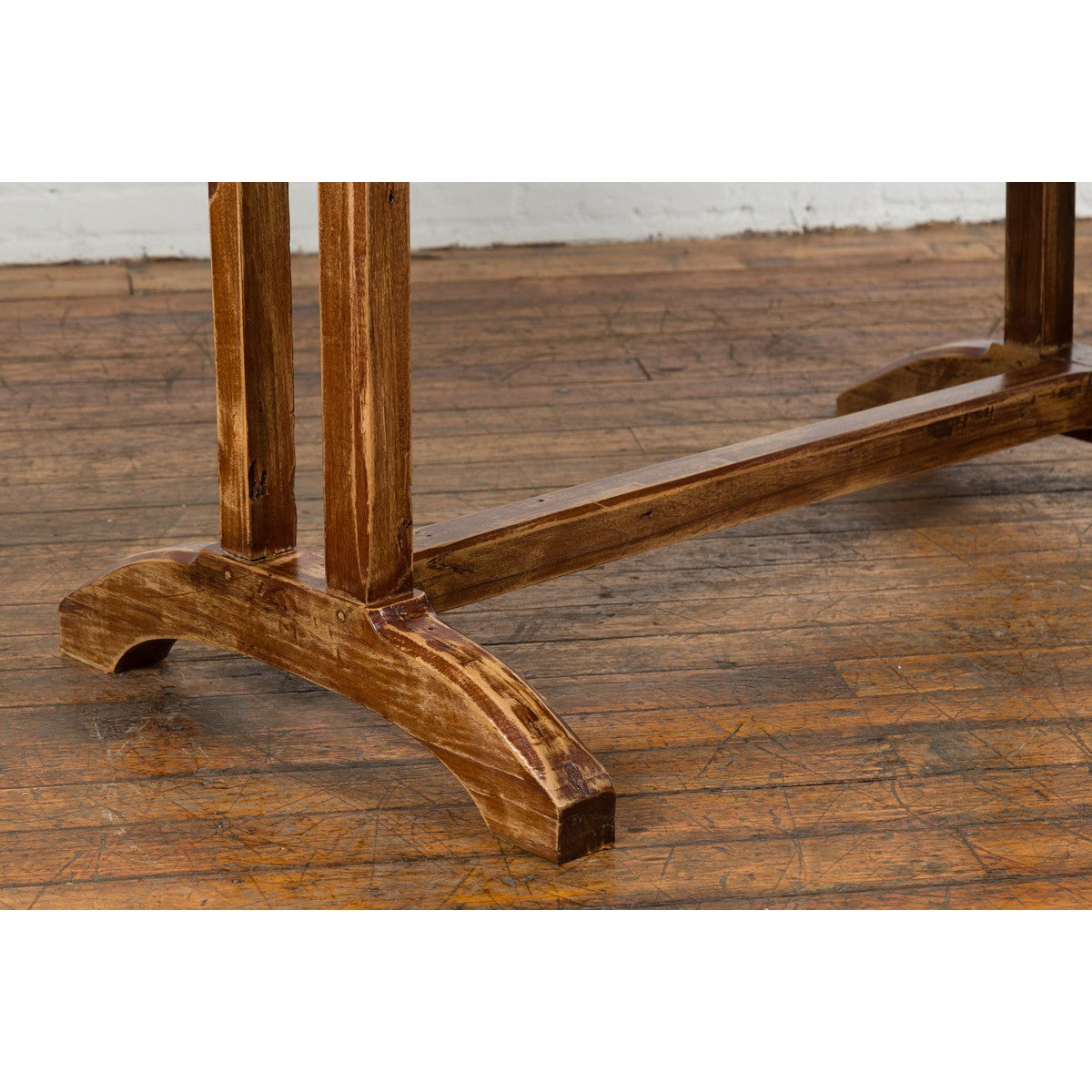 19th Century Country Farmhouse Table with Trestle Base and Distressed Finish-11. Asian &amp; Chinese Furniture, Art, Antiques, Vintage Home Décor for sale at FEA Home