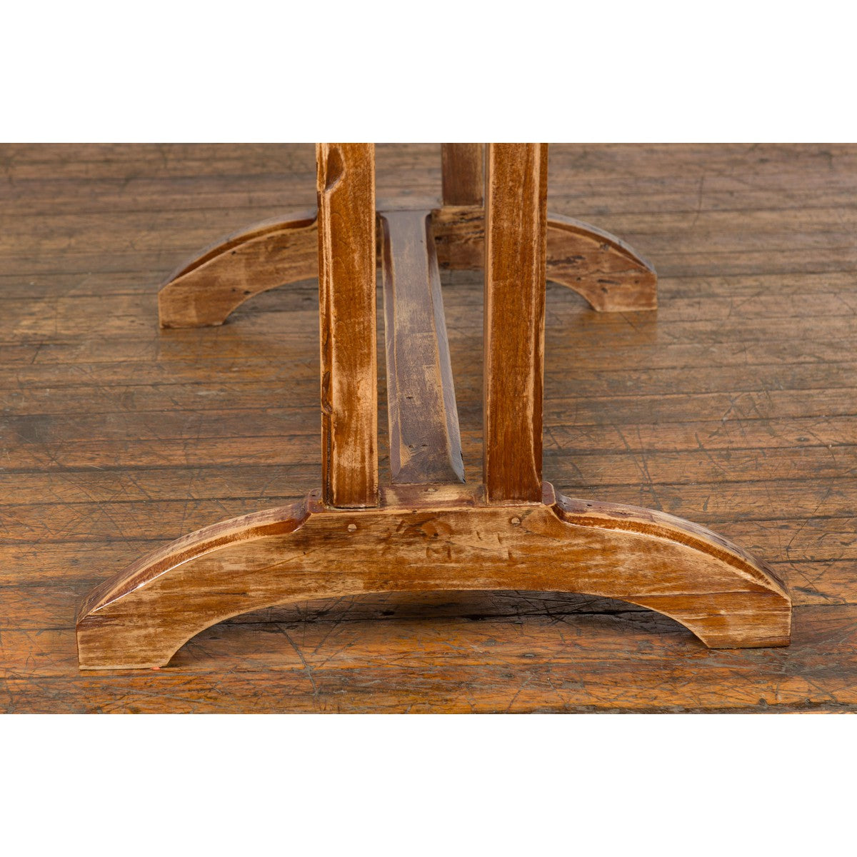19th Century Country Farmhouse Table with Trestle Base and Distressed Finish-13. Asian &amp; Chinese Furniture, Art, Antiques, Vintage Home Décor for sale at FEA Home