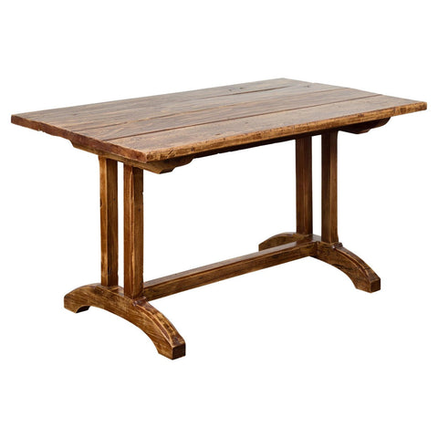 19th Century Country Farmhouse Table with Trestle Base and Distressed Finish-YN7729-1. Asian & Chinese Furniture, Art, Antiques, Vintage Home Décor for sale at FEA Home