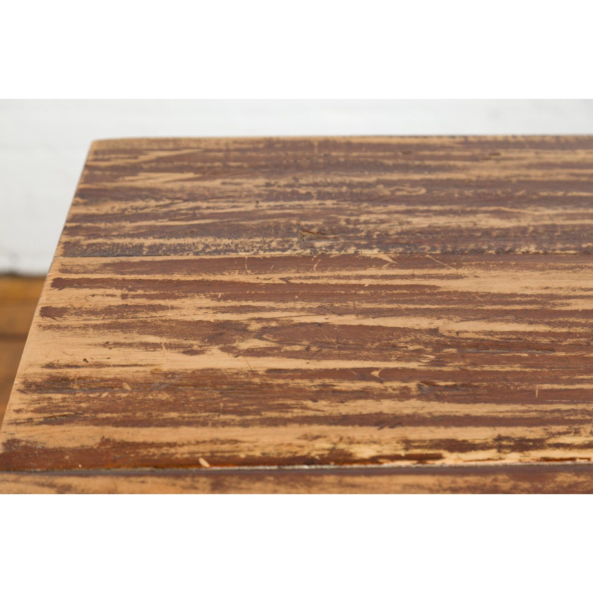 19th Century Country Farmhouse Table with Trestle Base and Distressed Finish-8. Asian &amp; Chinese Furniture, Art, Antiques, Vintage Home Décor for sale at FEA Home