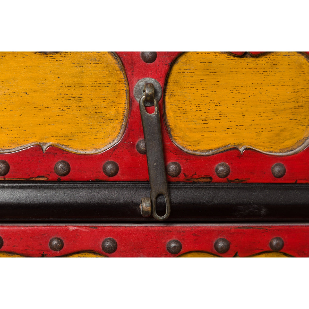 Chinese Qing Dynasty 19th Century Long Polychrome Sideboard with 12 Drawers-14. Asian &amp; Chinese Furniture, Art, Antiques, Vintage Home Décor for sale at FEA Home