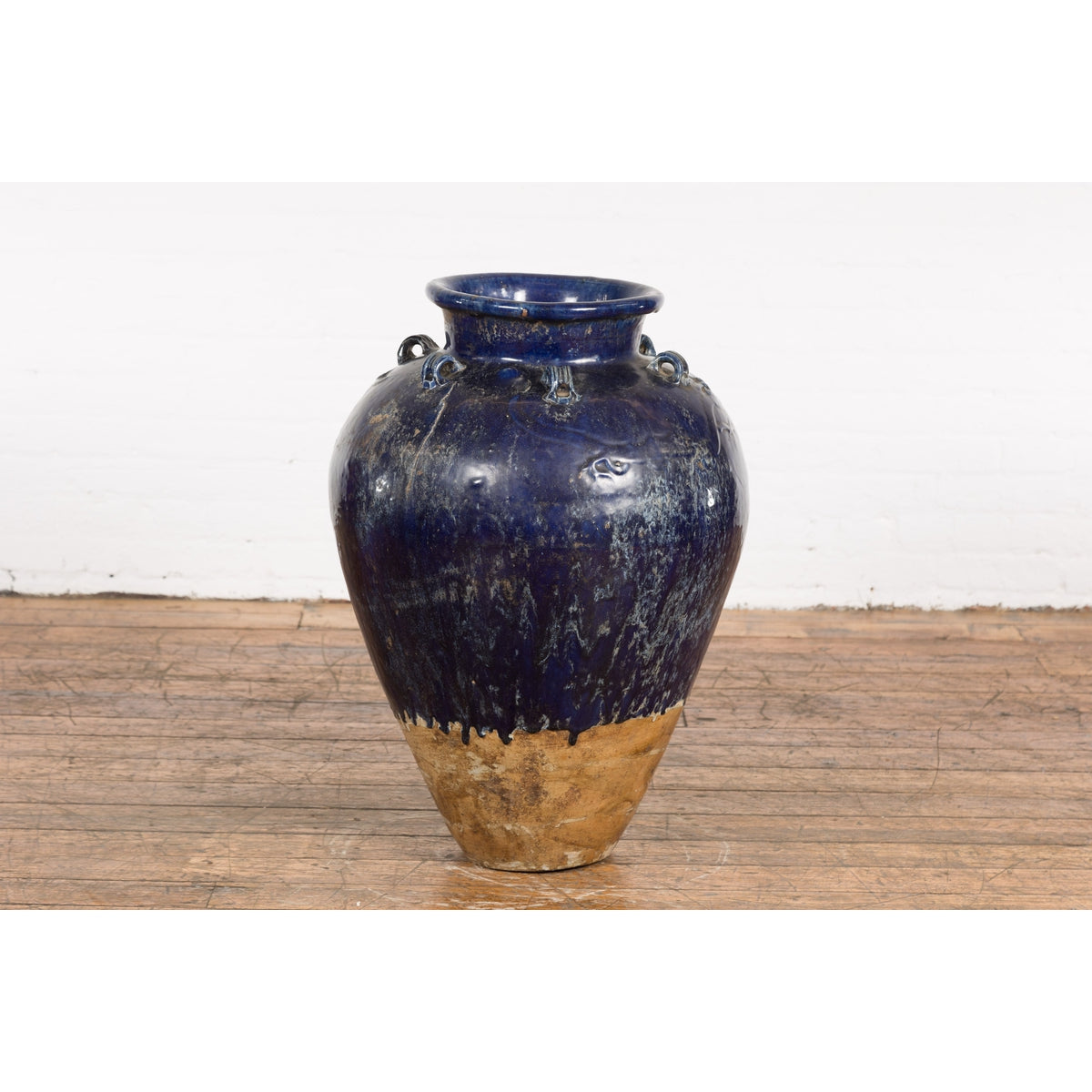 Large Antique 19th Century Thai Cobalt Blue Martaban Jar with Dragon Motif-2. Asian & Chinese Furniture, Art, Antiques, Vintage Home Décor for sale at FEA Home