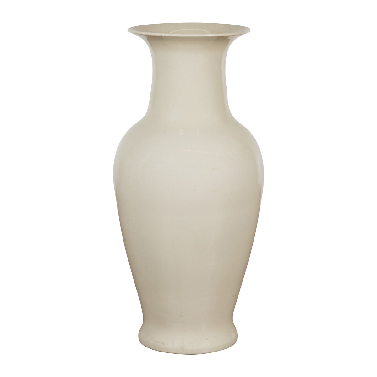 Oversized Chinese Vintage Altar Vase with Blanc de Chine Finish and Flaring Neck-1. Asian & Chinese Furniture, Art, Antiques, Vintage Home Décor for sale at FEA Home