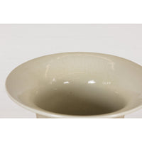Oversized Chinese Vintage Altar Vase with Blanc de Chine Finish and Flaring Neck