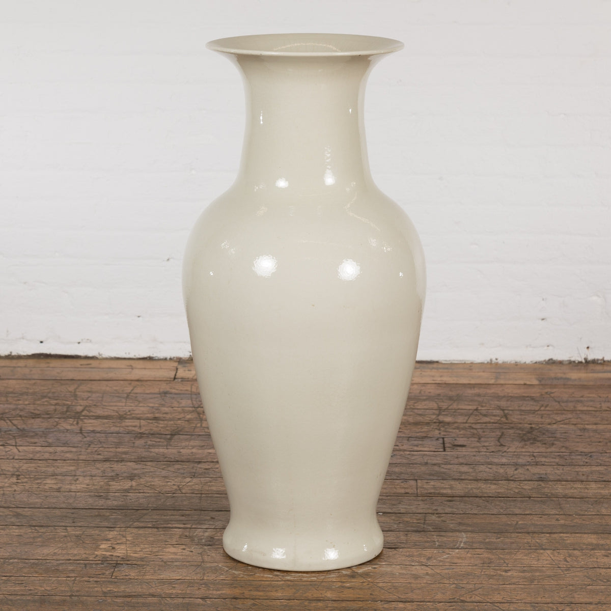 Oversized Chinese Vintage Altar Vase with Blanc de Chine Finish and Flaring Neck-2. Asian & Chinese Furniture, Art, Antiques, Vintage Home Décor for sale at FEA Home