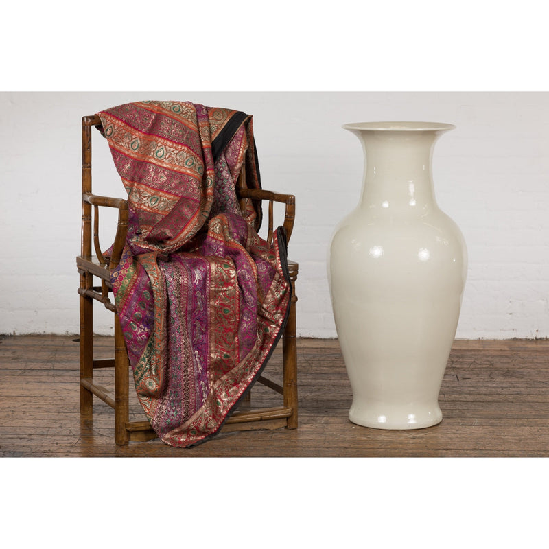 Oversized Chinese Vintage Altar Vase with Blanc de Chine Finish and Flaring Neck-YN7756-3. Asian & Chinese Furniture, Art, Antiques, Vintage Home Décor for sale at FEA Home