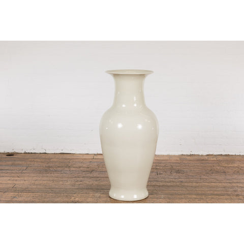 Oversized Chinese Vintage Altar Vase with Blanc de Chine Finish and Flaring Neck-YN7756-4. Asian & Chinese Furniture, Art, Antiques, Vintage Home Décor for sale at FEA Home