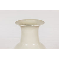 Oversized Chinese Vintage Altar Vase with Blanc de Chine Finish and Flaring Neck