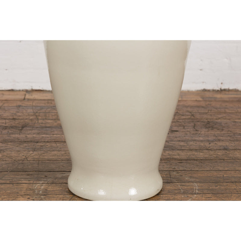 Oversized Chinese Vintage Altar Vase with Blanc de Chine Finish and Flaring Neck-YN7756-8. Asian & Chinese Furniture, Art, Antiques, Vintage Home Décor for sale at FEA Home