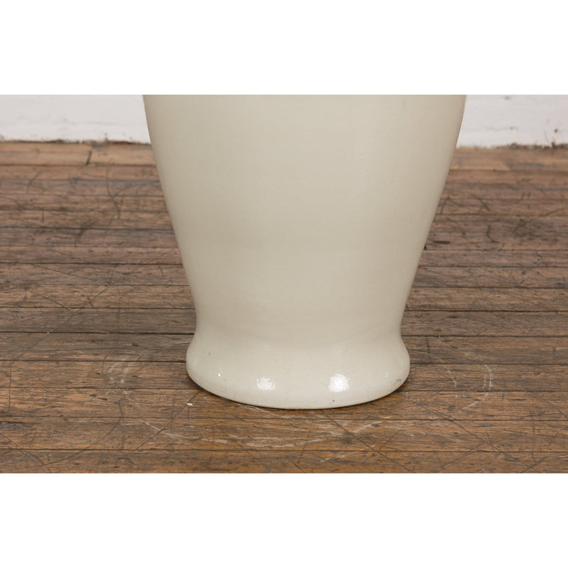Oversized Chinese Vintage Altar Vase with Blanc de Chine Finish and Flaring Neck-9. Asian & Chinese Furniture, Art, Antiques, Vintage Home Décor for sale at FEA Home