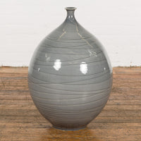 Silver Grey Glazed Ceramic Vase-YN7763-12. Asian & Chinese Furniture, Art, Antiques, Vintage Home Décor for sale at FEA Home