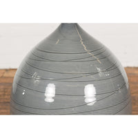 Silver Grey Glazed Ceramic Vase-YN7763-5. Asian & Chinese Furniture, Art, Antiques, Vintage Home Décor for sale at FEA Home