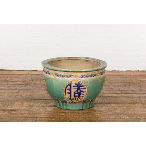 19th Century Antique Green and Blue Garden Planter-YN7771-15. Asian & Chinese Furniture, Art, Antiques, Vintage Home Décor for sale at FEA Home