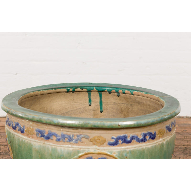 19th Century Antique Green and Blue Garden Planter-YN7771-7. Asian & Chinese Furniture, Art, Antiques, Vintage Home Décor for sale at FEA Home