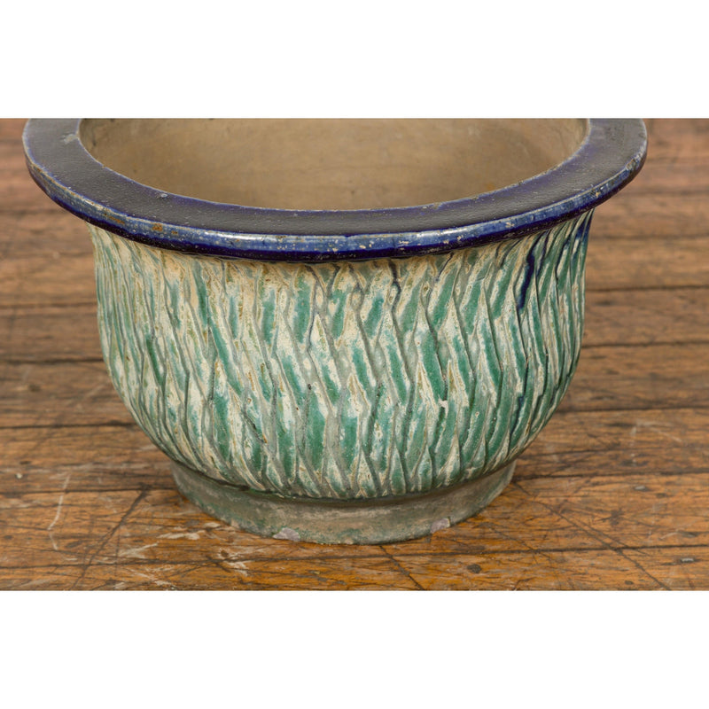 Qing Dynasty Period Multi-Glaze Planter with Green and Blue Accents-YN7773-12. Asian & Chinese Furniture, Art, Antiques, Vintage Home Décor for sale at FEA Home