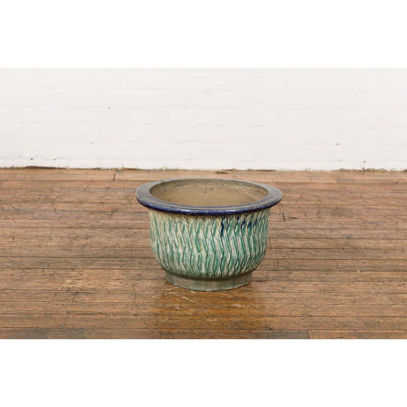 Qing Dynasty Period Multi-Glaze Planter with Green and Blue Accents-YN7773-4. Asian & Chinese Furniture, Art, Antiques, Vintage Home Décor for sale at FEA Home
