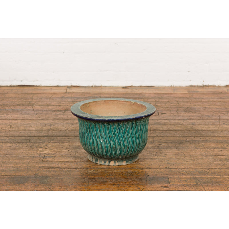 Multi-Glaze Planter with Green and Blue Accents, Qing Dynasty Period-YN7774-10. Asian & Chinese Furniture, Art, Antiques, Vintage Home Décor for sale at FEA Home