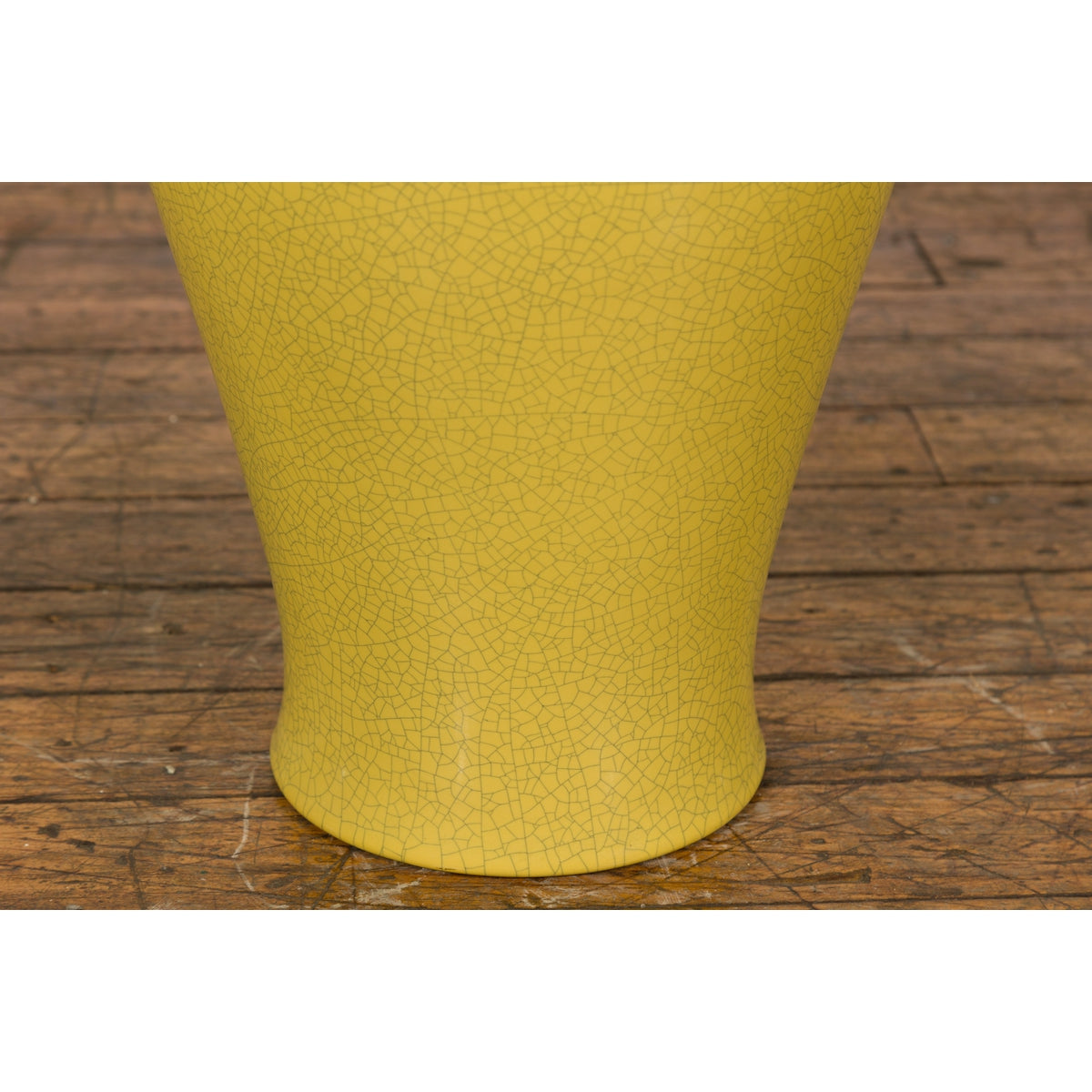 Chinese Vintage Altar Vase with Yellow Crackle Finish and Flaring Neck-11. Asian &amp; Chinese Furniture, Art, Antiques, Vintage Home Décor for sale at FEA Home